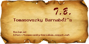 Tomasovszky Barnabás névjegykártya